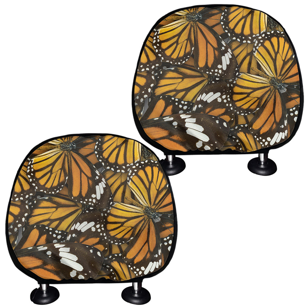 Tiger Monarch Butterfly Pattern Print Car Headrest Covers