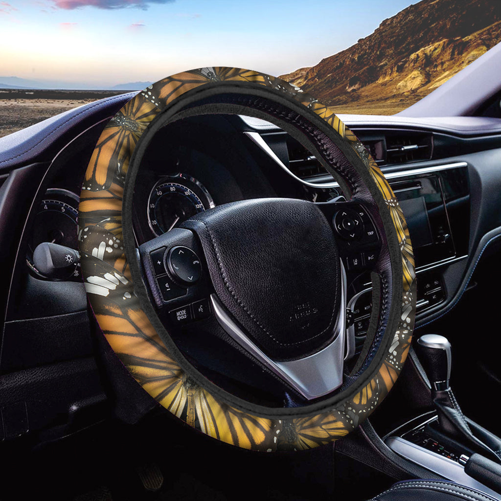 Tiger Monarch Butterfly Pattern Print Car Steering Wheel Cover