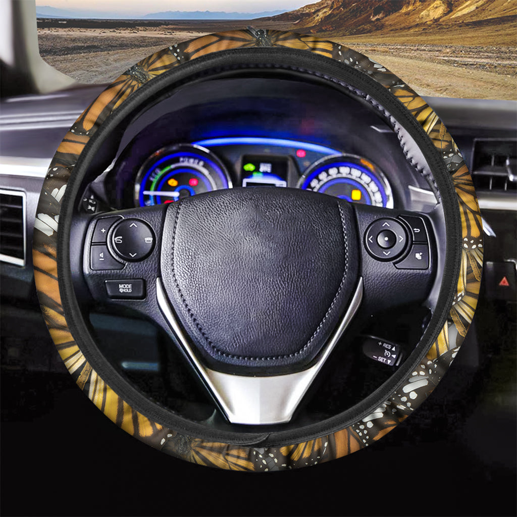 Tiger Monarch Butterfly Pattern Print Car Steering Wheel Cover