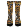 Tiger Monarch Butterfly Pattern Print Crew Socks