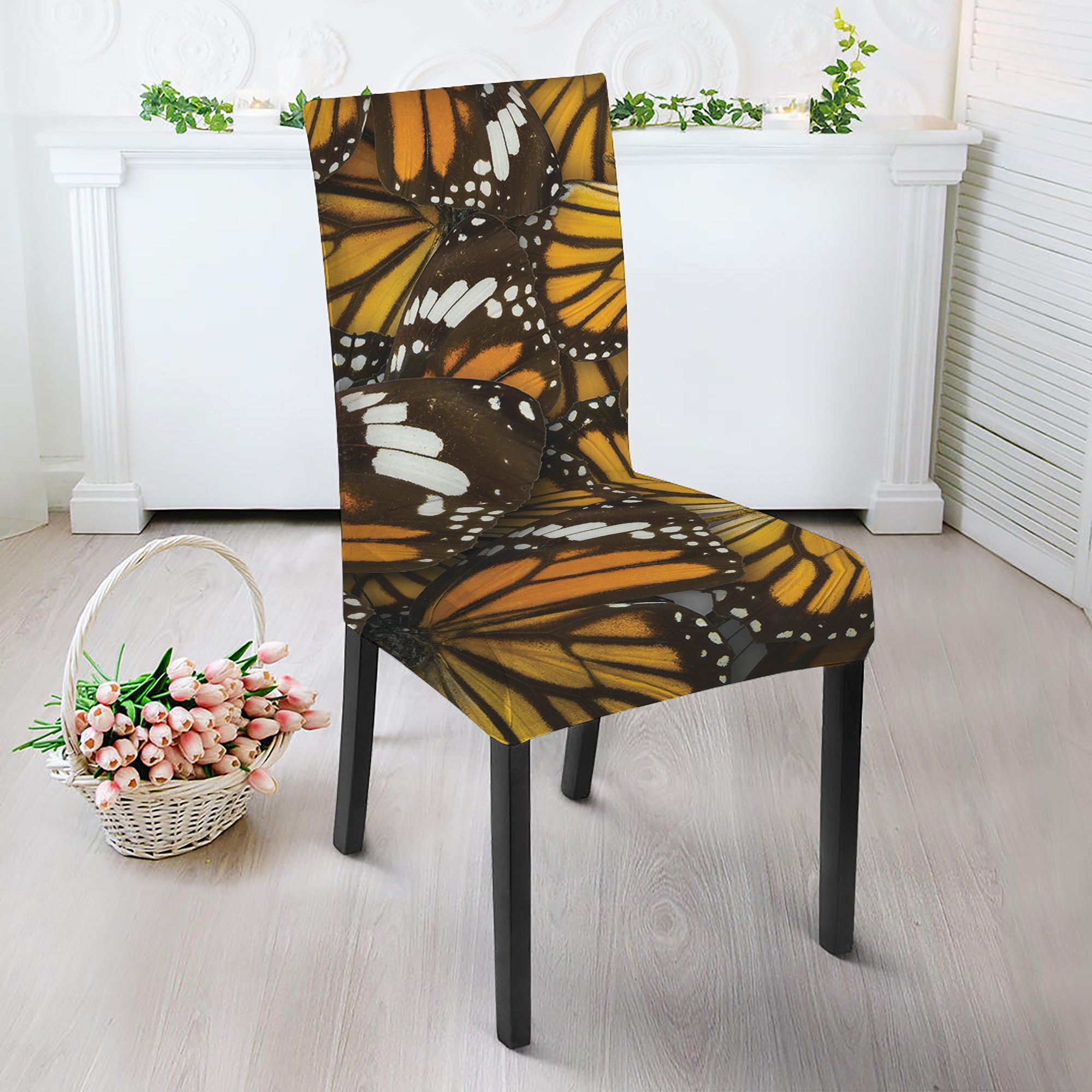Tiger Monarch Butterfly Pattern Print Dining Chair Slipcover