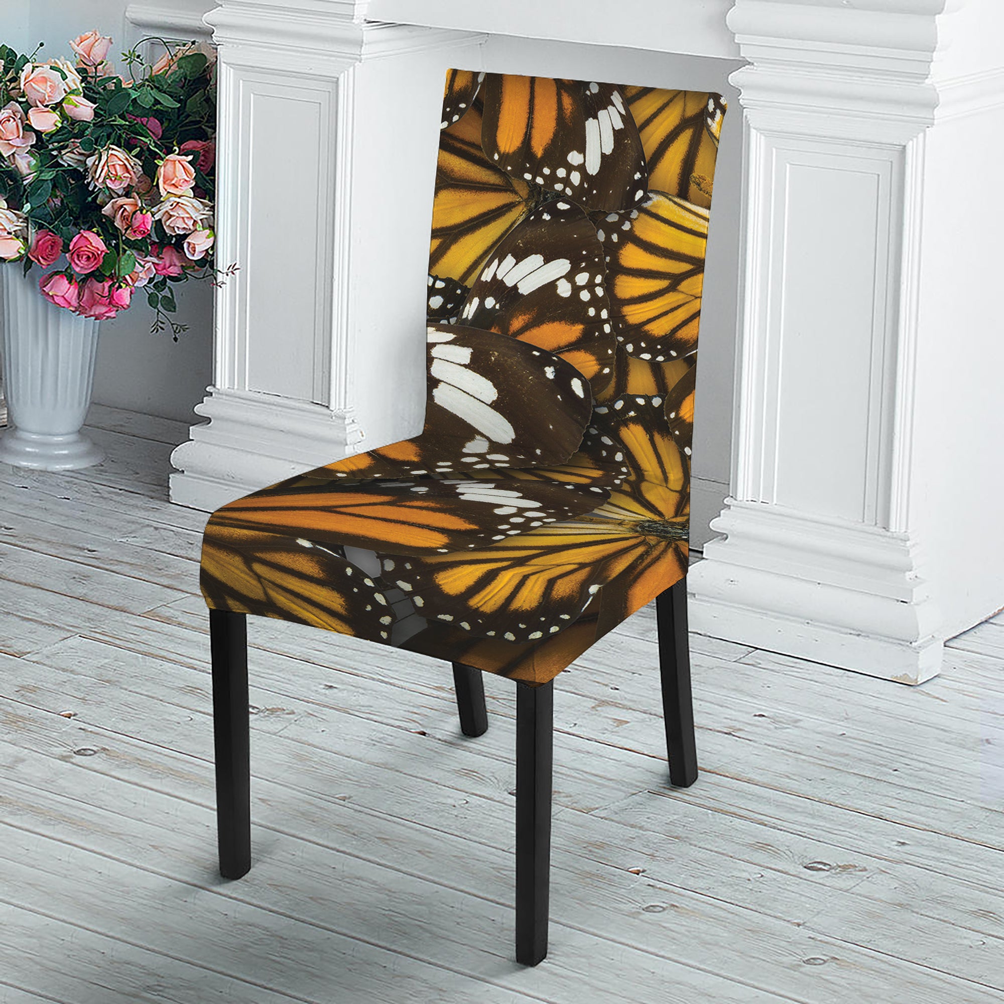 Tiger Monarch Butterfly Pattern Print Dining Chair Slipcover