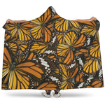 Tiger Monarch Butterfly Pattern Print Hooded Blanket
