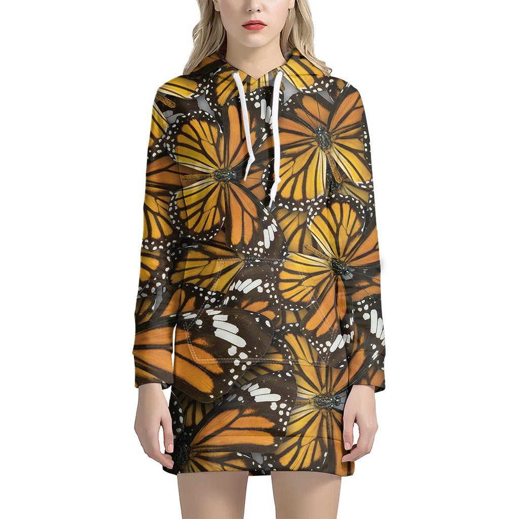 Tiger Monarch Butterfly Pattern Print Hoodie Dress