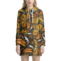 Tiger Monarch Butterfly Pattern Print Pullover Hoodie Dress