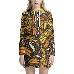 Tiger Monarch Butterfly Pattern Print Hoodie Dress