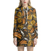 Tiger Monarch Butterfly Pattern Print Hoodie Dress