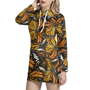 Tiger Monarch Butterfly Pattern Print Hoodie Dress