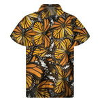 Tiger Monarch Butterfly Pattern Print Men's Short Sleeve Shirt