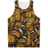 Tiger Monarch Butterfly Pattern Print Men's Tank Top