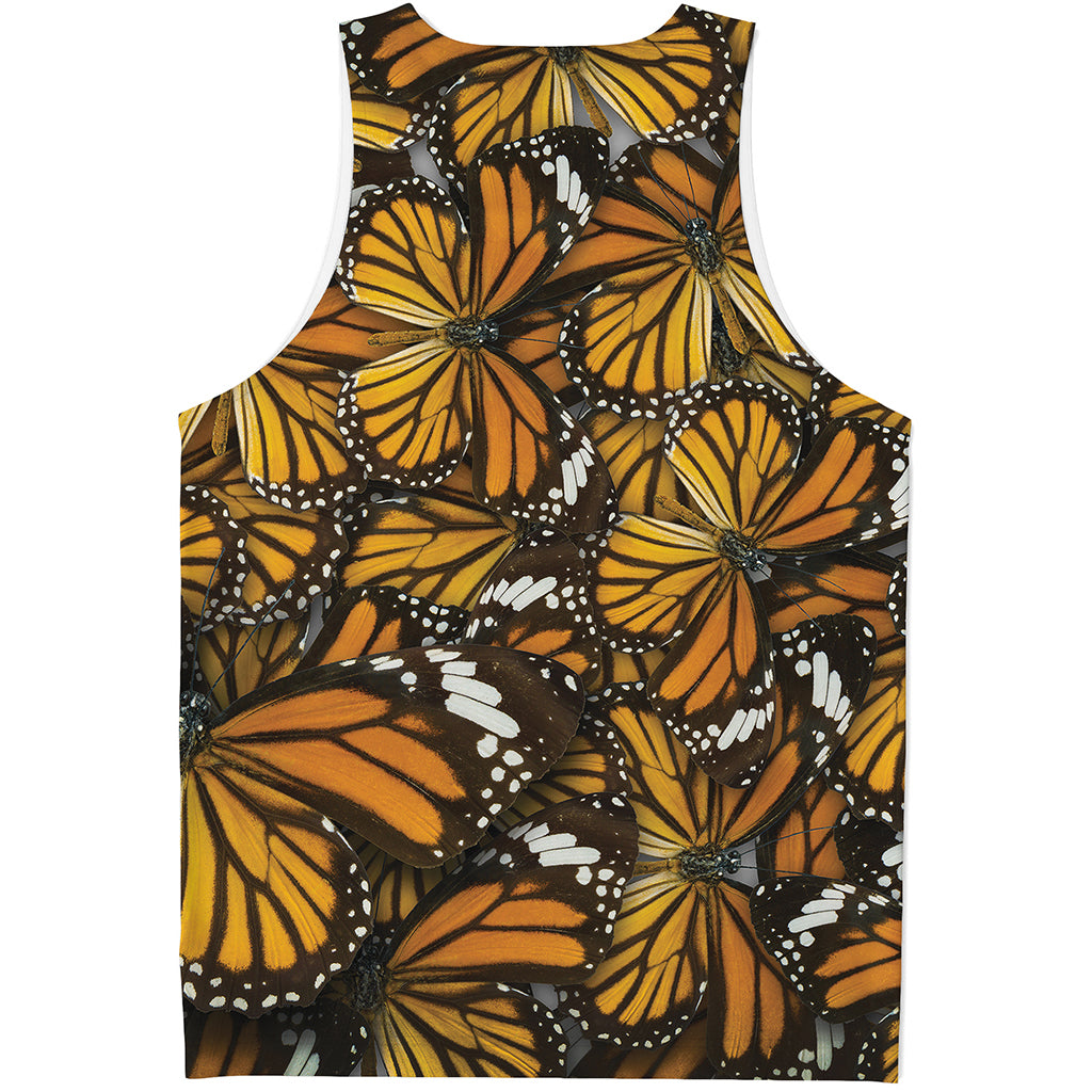 Tiger Monarch Butterfly Pattern Print Men's Tank Top