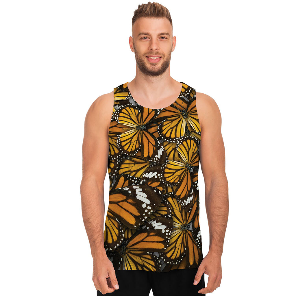 Tiger Monarch Butterfly Pattern Print Men's Tank Top