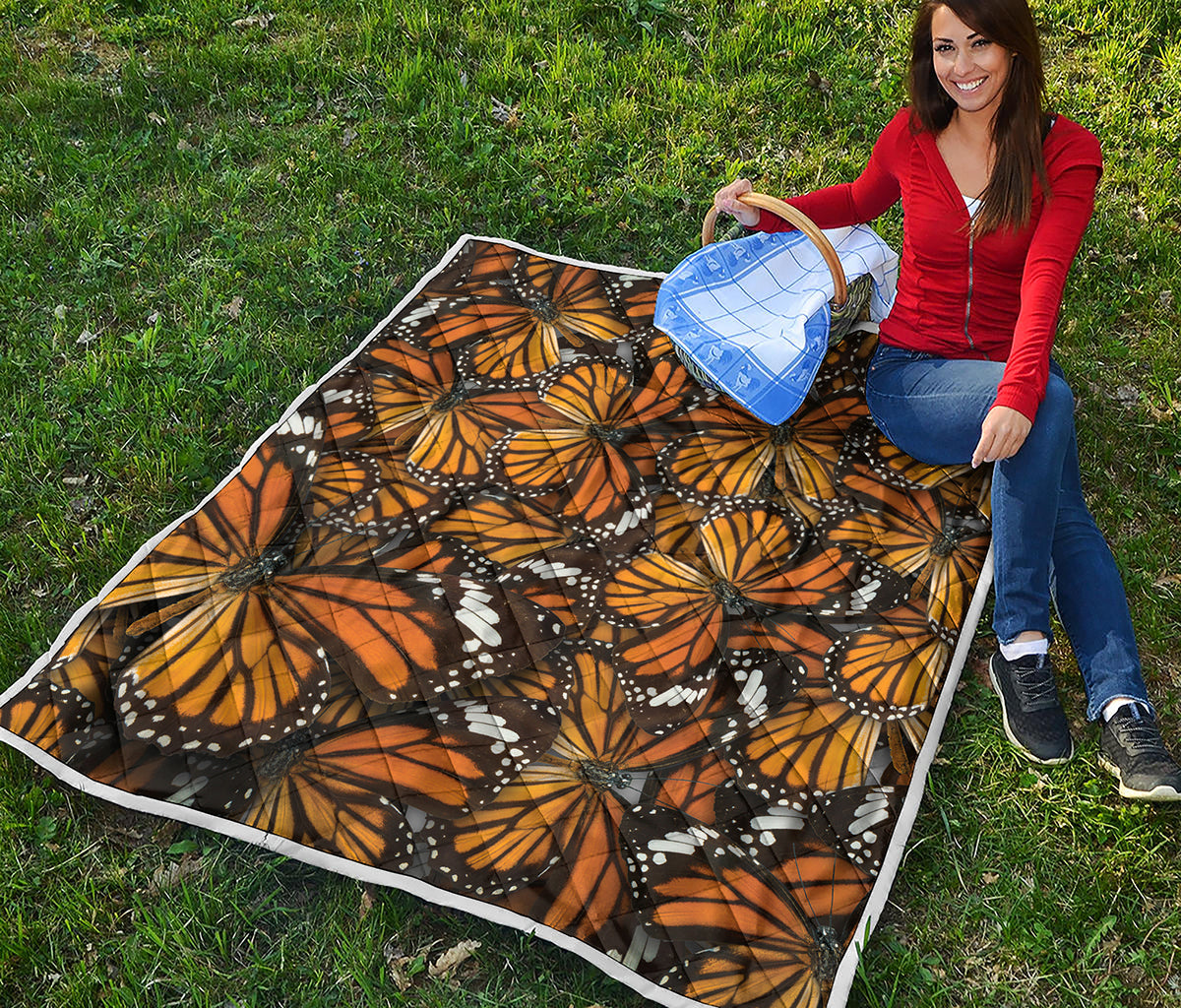 Tiger Monarch Butterfly Pattern Print Quilt