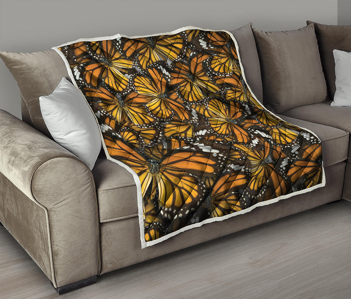 Tiger Monarch Butterfly Pattern Print Quilt