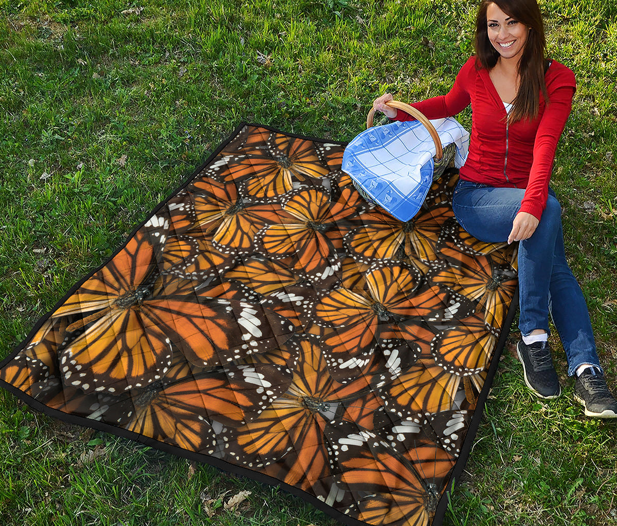 Tiger Monarch Butterfly Pattern Print Quilt