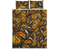 Tiger Monarch Butterfly Pattern Print Quilt Bed Set