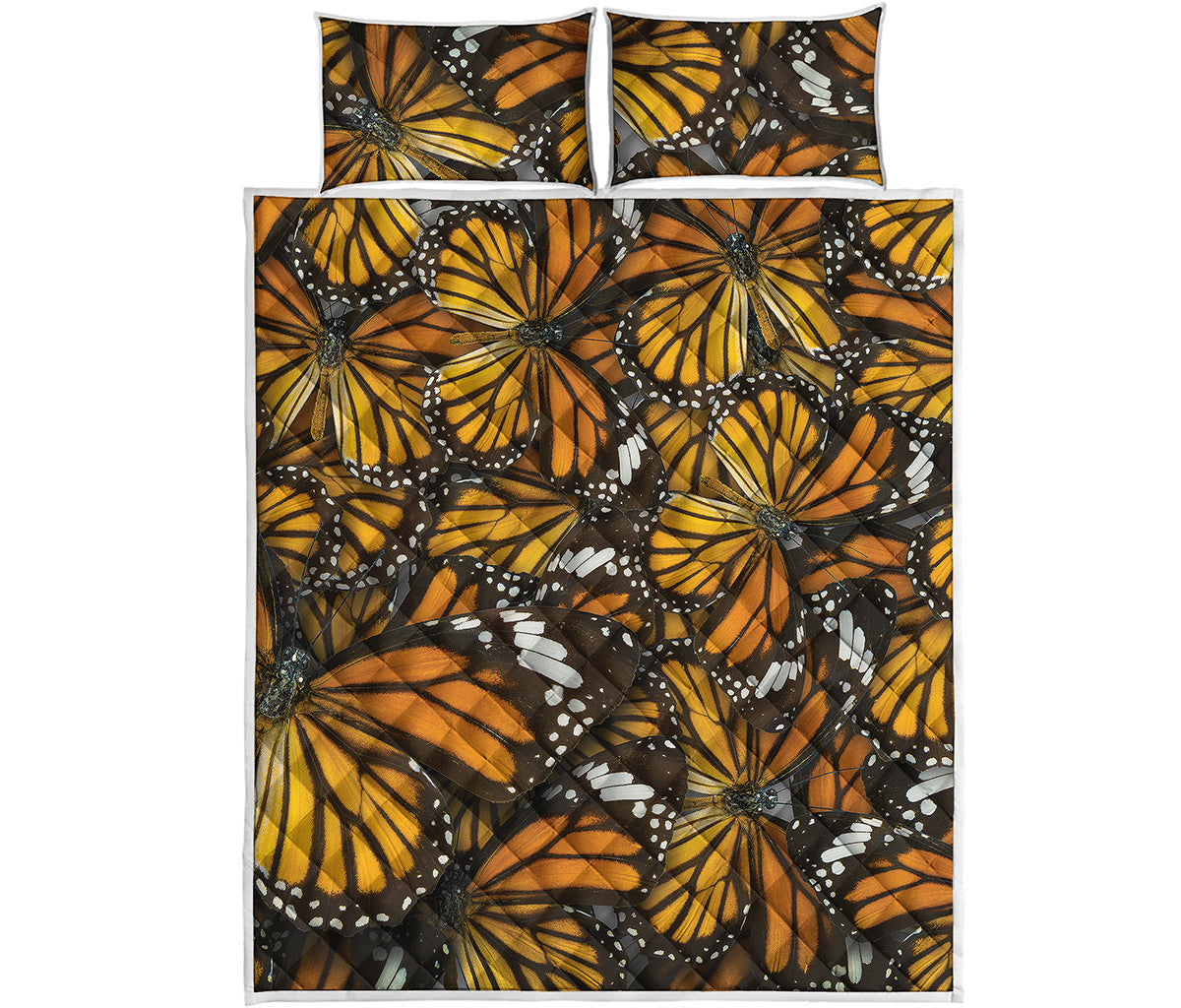 Tiger Monarch Butterfly Pattern Print Quilt Bed Set