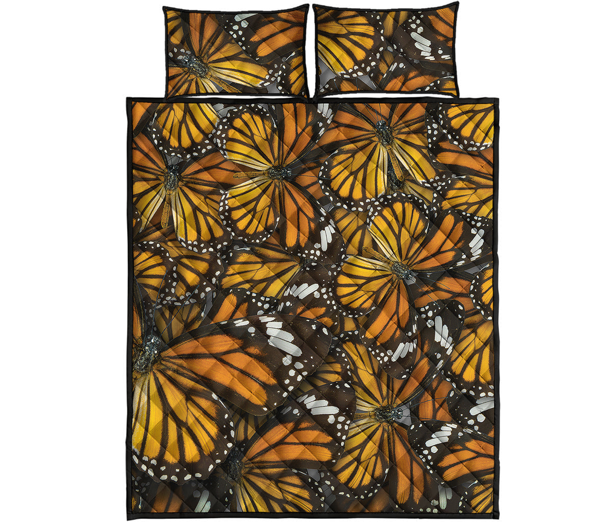 Tiger Monarch Butterfly Pattern Print Quilt Bed Set