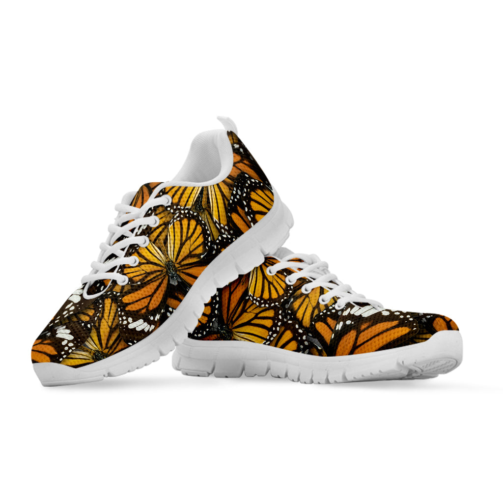Tiger Monarch Butterfly Pattern Print White Sneakers