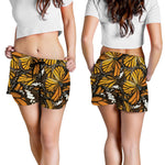 Tiger Monarch Butterfly Pattern Print Women's Shorts