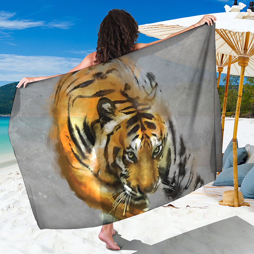 Tiger Painting Print Beach Sarong Wrap