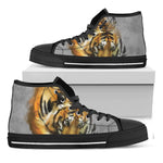 Tiger Painting Print Black High Top Shoes