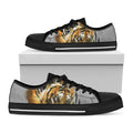 Tiger Painting Print Black Low Top Sneakers