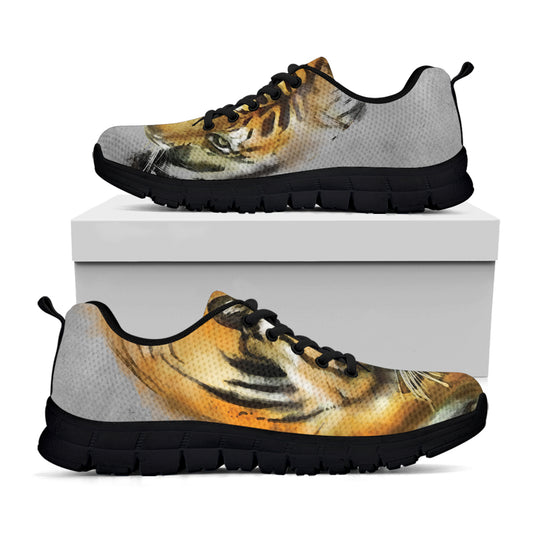 Tiger Painting Print Black Sneakers