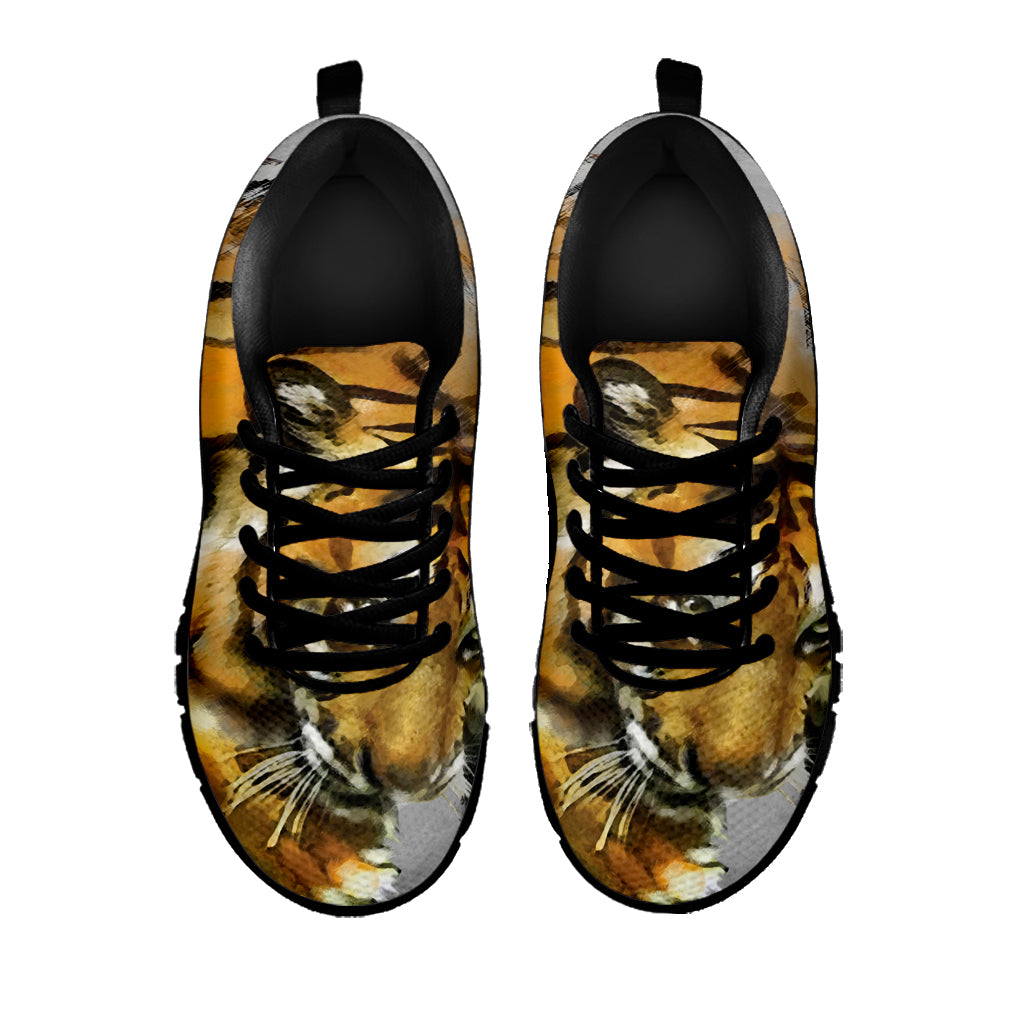 Tiger Painting Print Black Sneakers