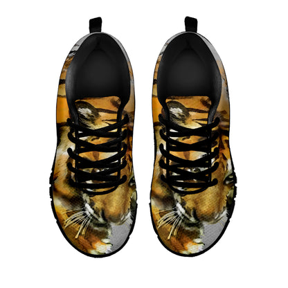 Tiger Painting Print Black Sneakers
