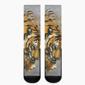 Tiger Painting Print Crew Socks