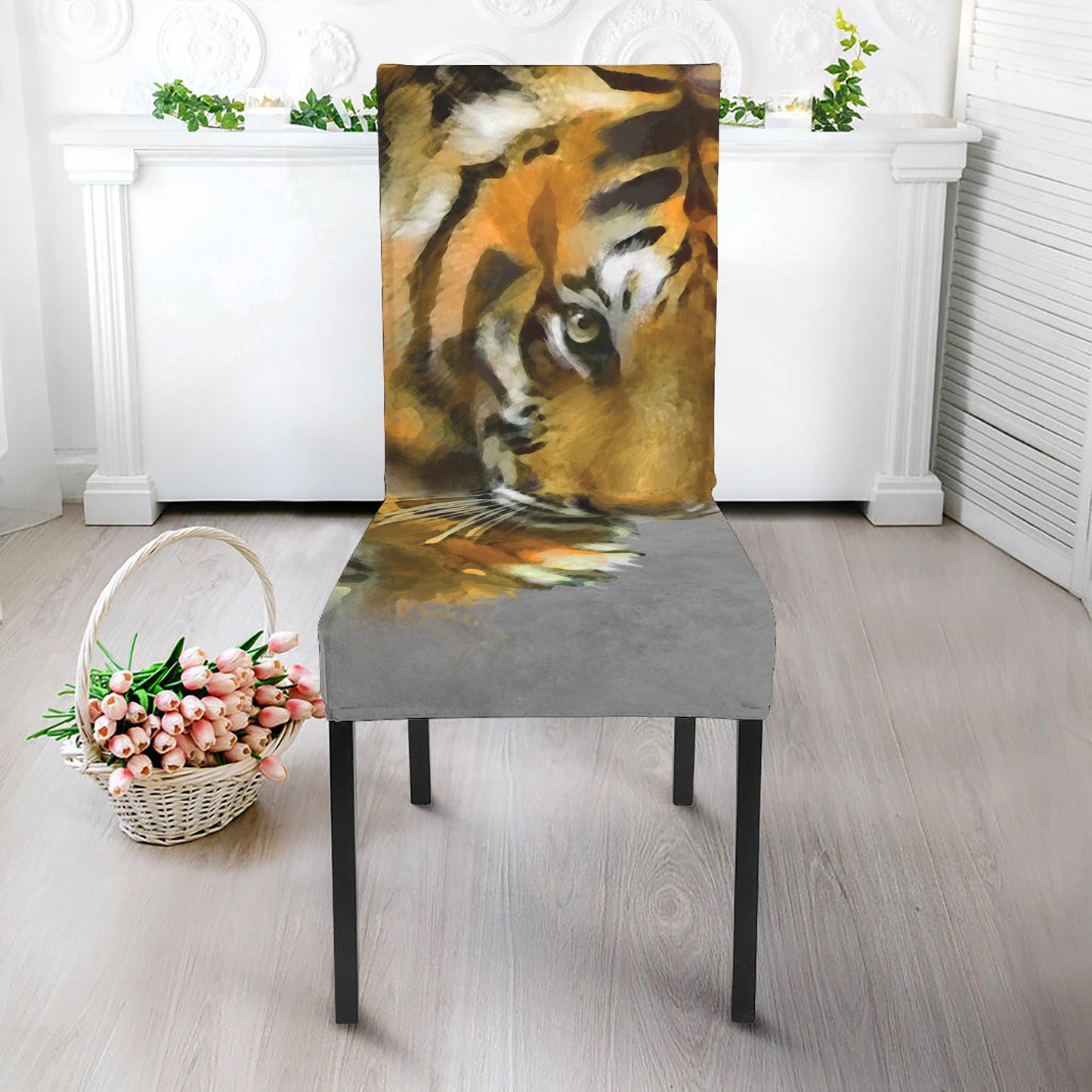 Tiger Painting Print Dining Chair Slipcover