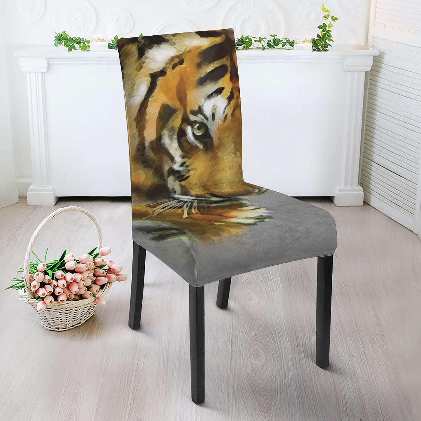 Tiger Painting Print Dining Chair Slipcover
