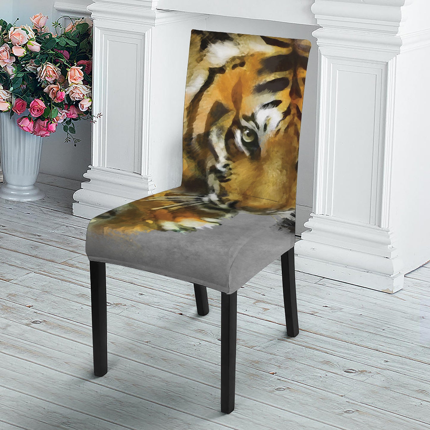 Tiger Painting Print Dining Chair Slipcover