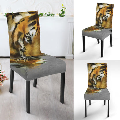 Tiger Painting Print Dining Chair Slipcover