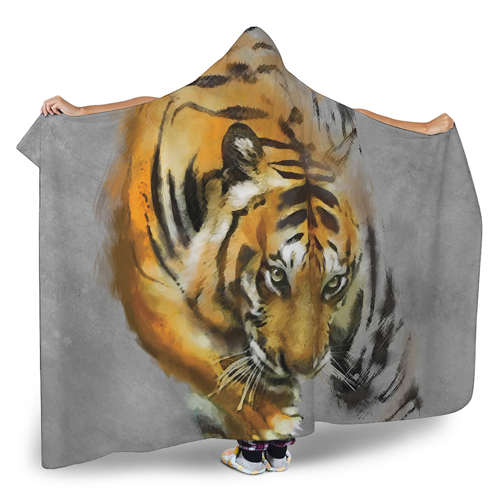 Tiger Painting Print Hooded Blanket