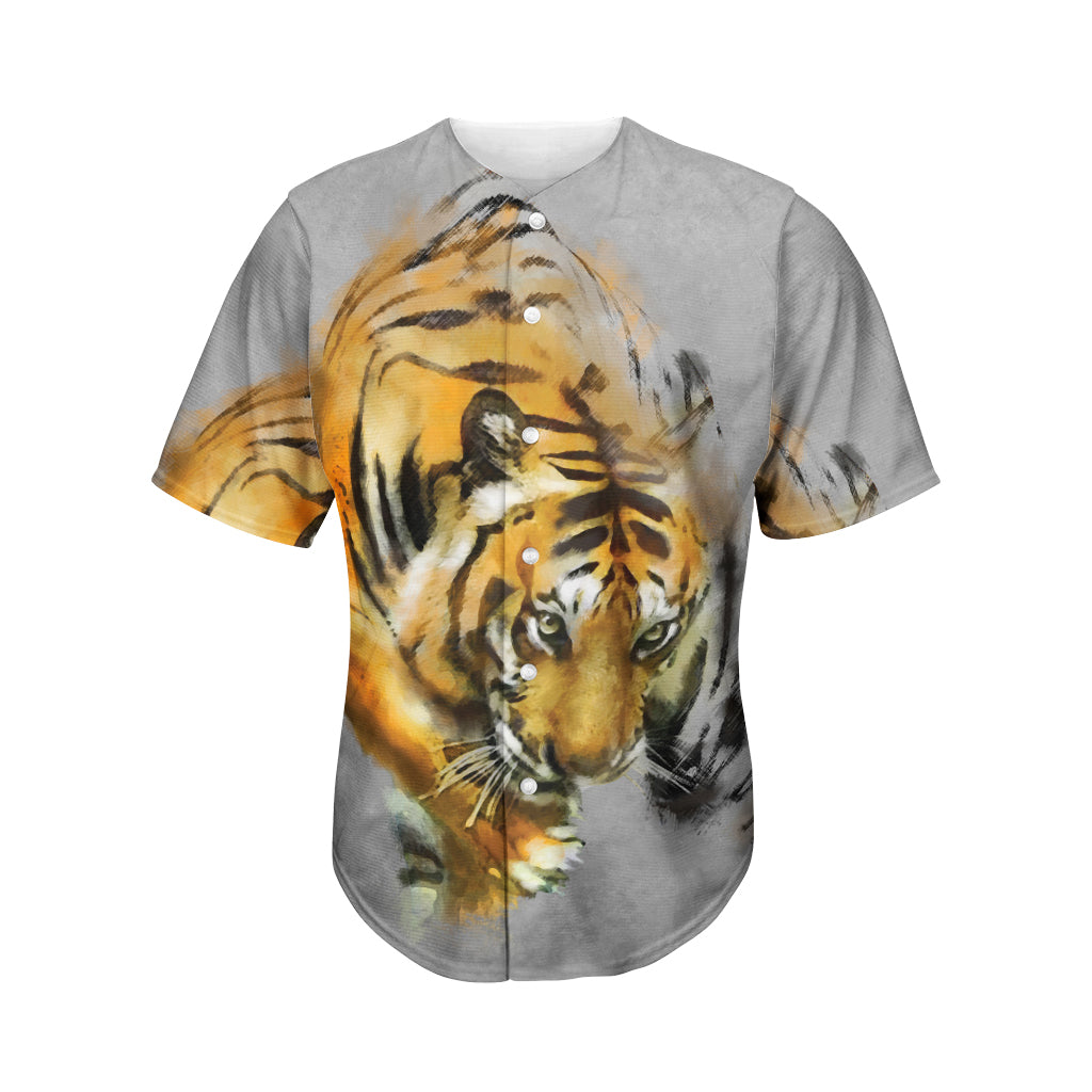 Tiger Painting Print Men's Baseball Jersey