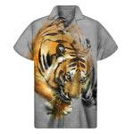 Tiger Painting Print Men's Short Sleeve Shirt