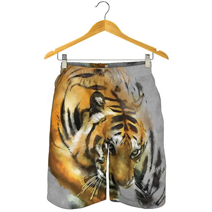 Tiger Painting Print Men's Shorts
