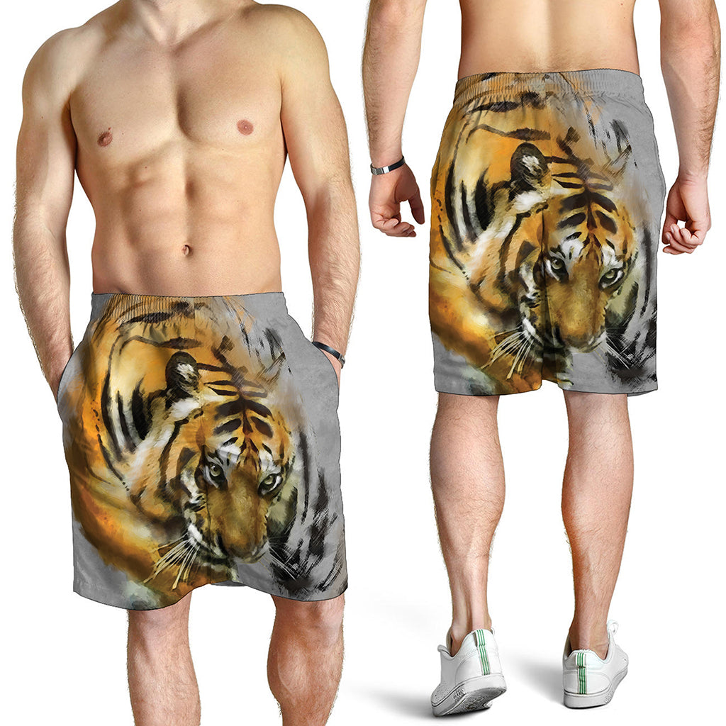 Tiger Painting Print Men's Shorts