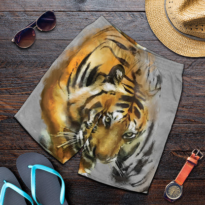 Tiger Painting Print Men's Shorts