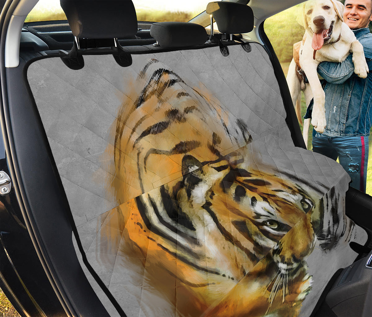 Tiger Painting Print Pet Car Back Seat Cover