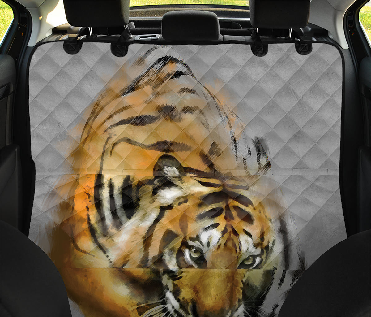 Tiger Painting Print Pet Car Back Seat Cover