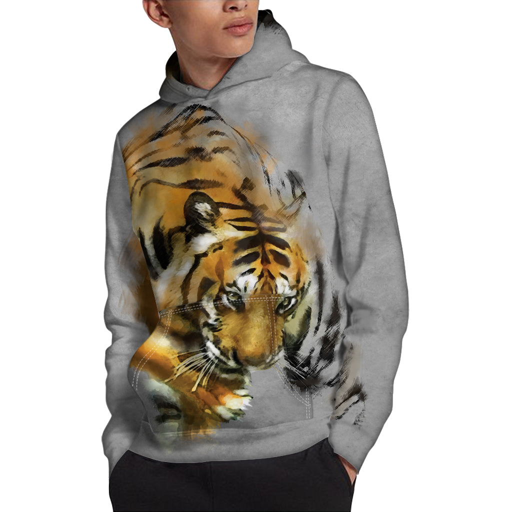 Tiger Painting Print Pullover Hoodie