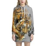 Tiger Painting Print Pullover Hoodie Dress