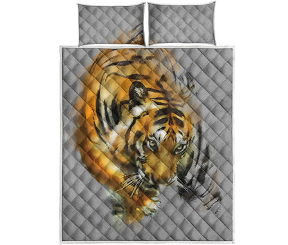 Tiger Painting Print Quilt Bed Set