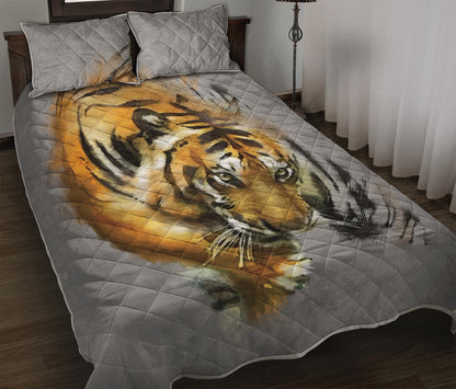 Tiger Painting Print Quilt Bed Set