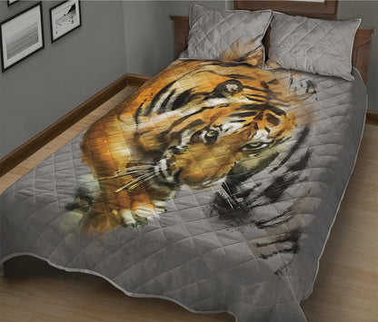 Tiger Painting Print Quilt Bed Set