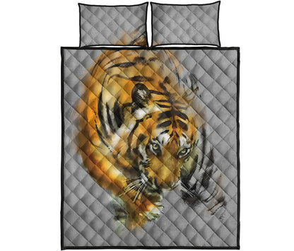 Tiger Painting Print Quilt Bed Set