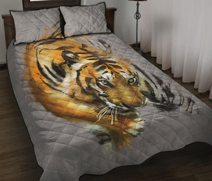 Tiger Painting Print Quilt Bed Set